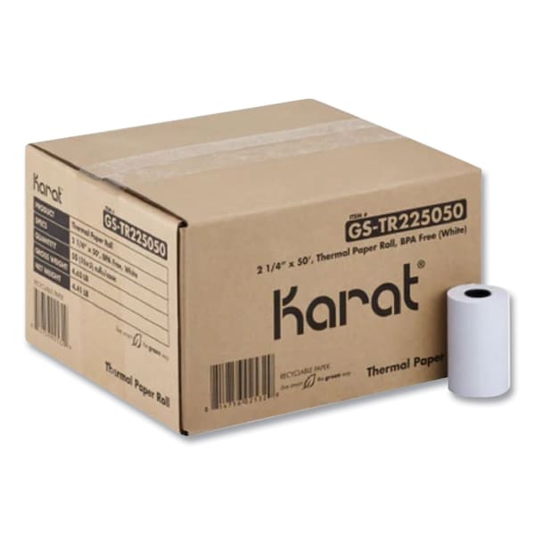 Thermal Paper Rolls, 2.25 in. x 50 ft, White, 50PK
